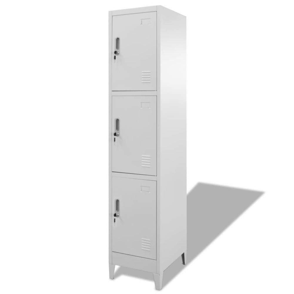 vidaXL Locker Cabinet with 3 Compartments 15"x17.7"x70.9", 244474. Picture 2