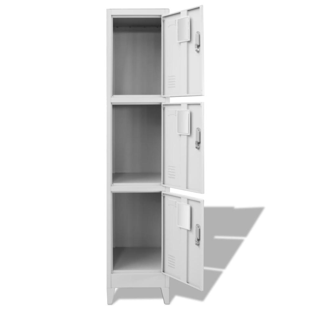 vidaXL Locker Cabinet with 3 Compartments 15"x17.7"x70.9", 244474. Picture 3