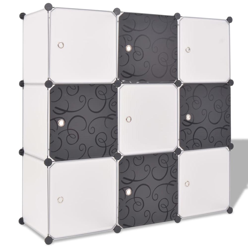 vidaXL Storage Cube Organizer with 9 Compartments Black and White, 244924. Picture 1