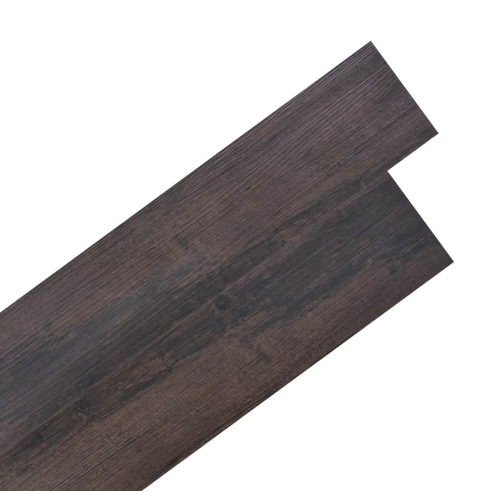 vidaXL Self-adhesive PVC Flooring Planks 54 ftÂ² 0.08" Dark Brown, 245177. Picture 1