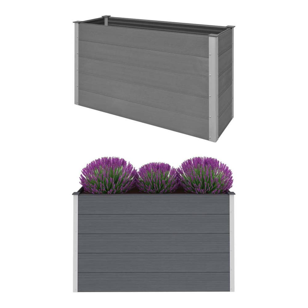 Garden Raised Bed WPC 59.1"x19.7"x35.8" Gray. Picture 8