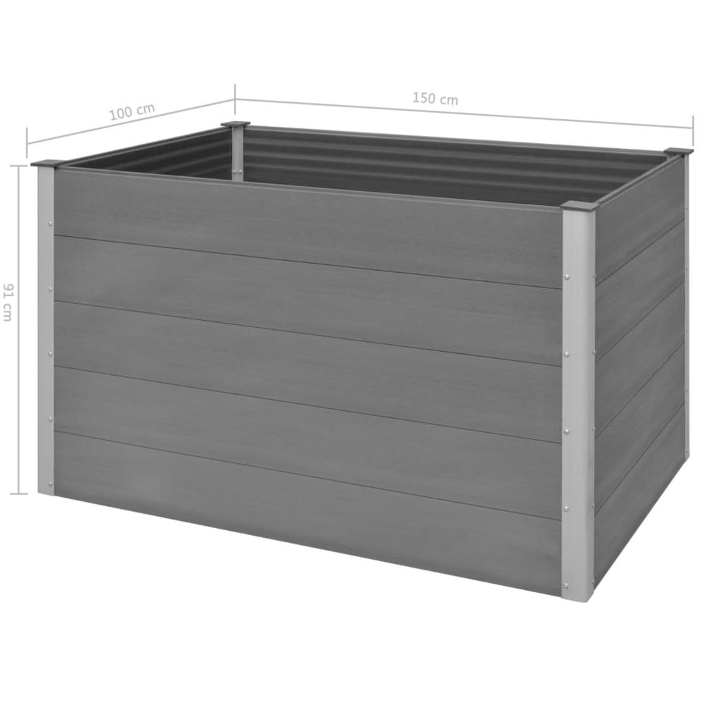 Garden Raised Bed WPC 59.1"x39.4"x35.8" Gray. Picture 7