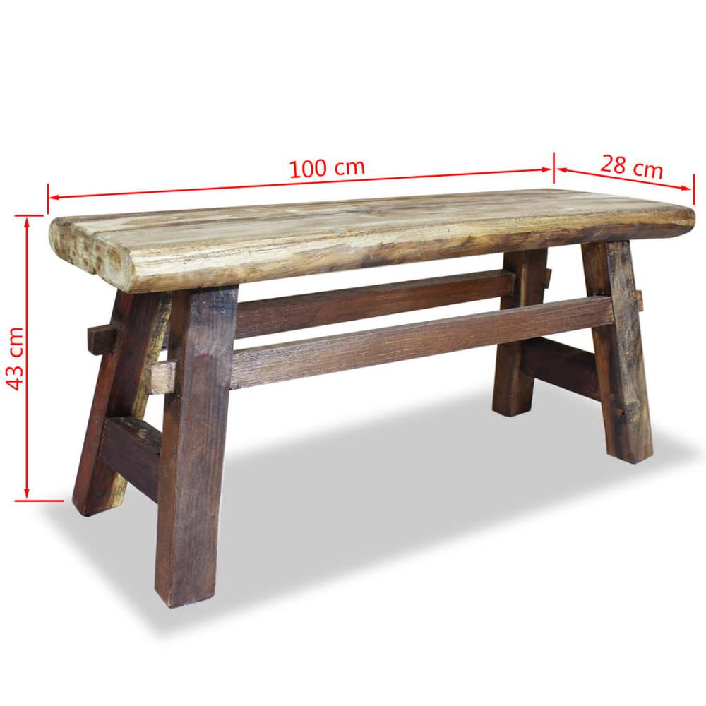 vidaXL Bench Solid Reclaimed Wood 39.4"x11"x16.9", 244497. Picture 4