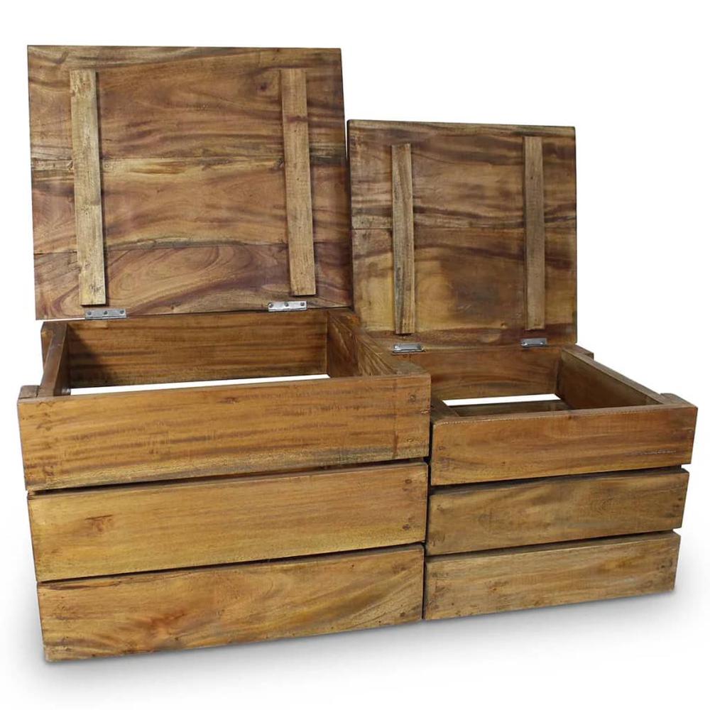 vidaXL Storage Crate Set 2 Pieces Solid Reclaimed Wood, 244498. Picture 2