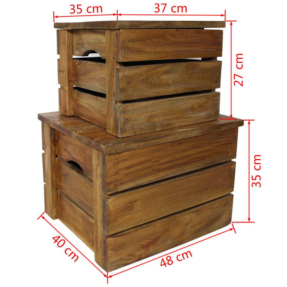 vidaXL Storage Crate Set 2 Pieces Solid Reclaimed Wood, 244498. Picture 7