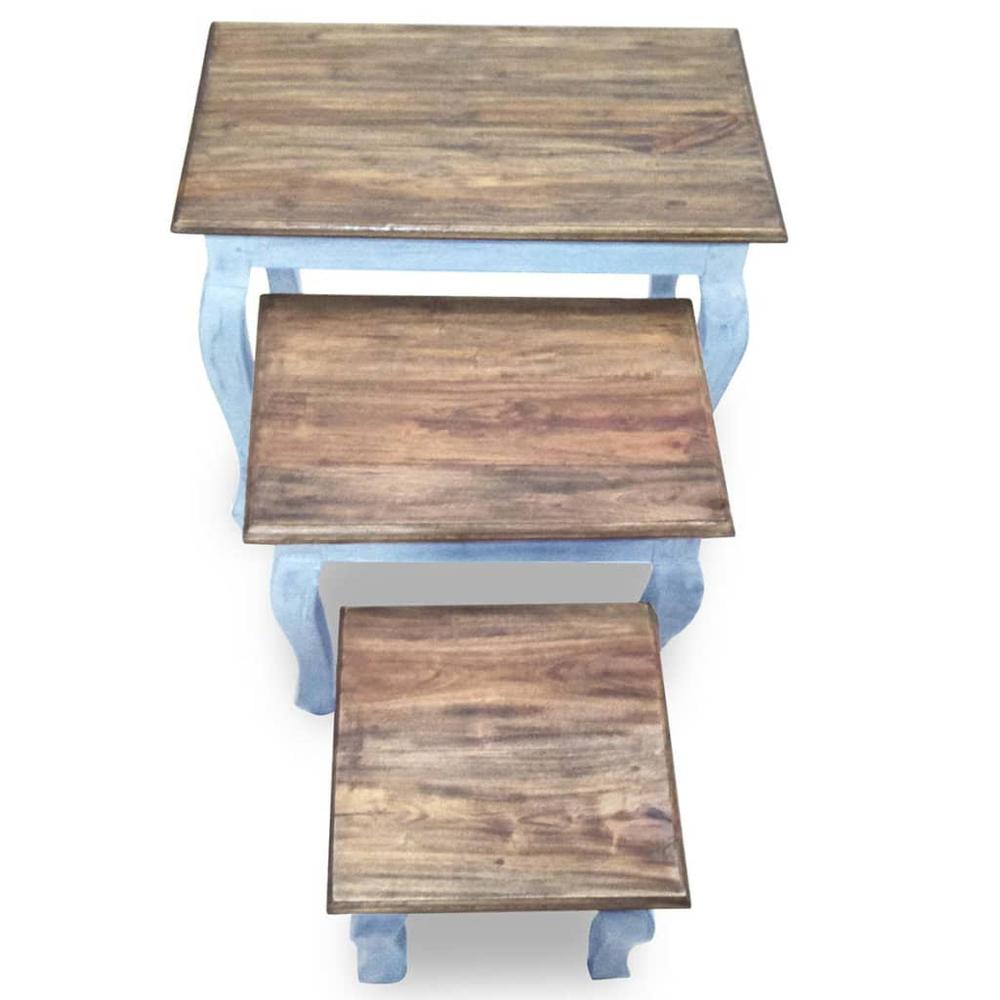 vidaXL Nesting Table Set 3 Pieces Solid Reclaimed Wood, 244505. Picture 6
