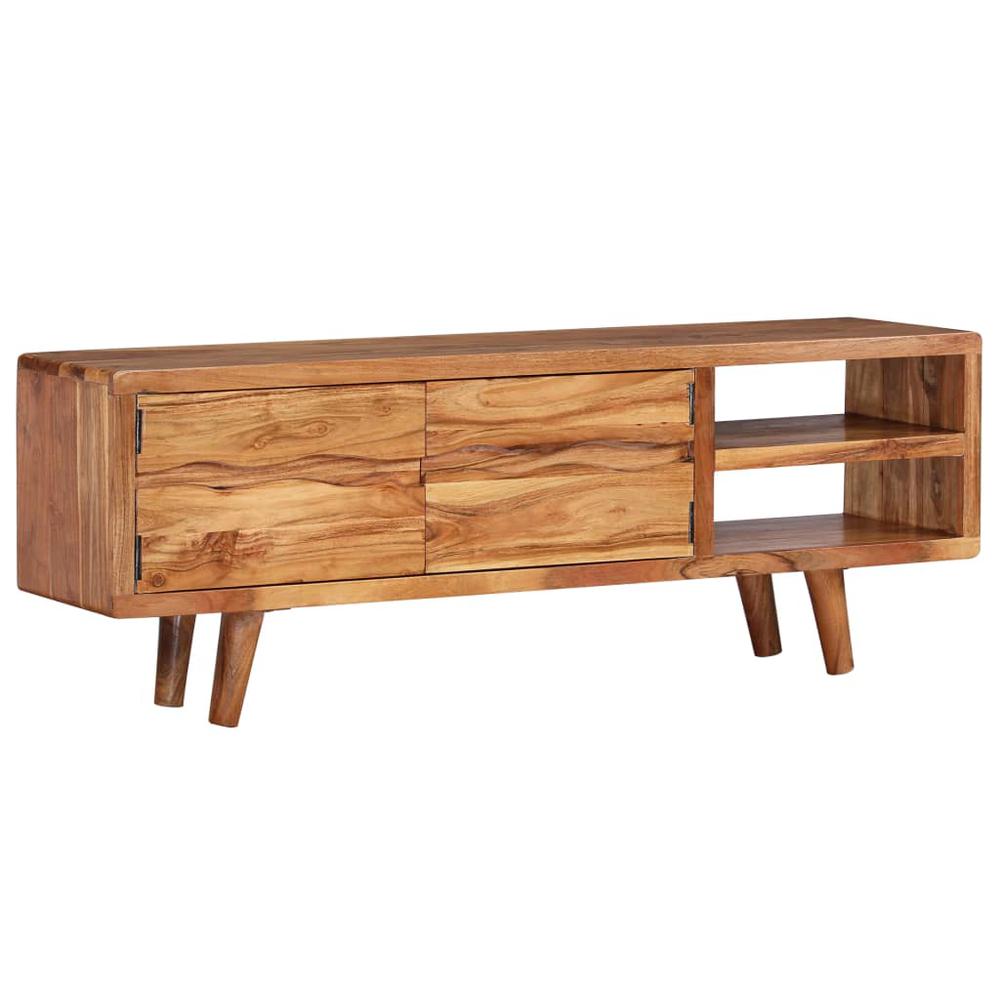 vidaXL TV Cabinet Solid Acacia Wood with Carved Doors 46.1"x11.8"x15.7", 244973. Picture 1