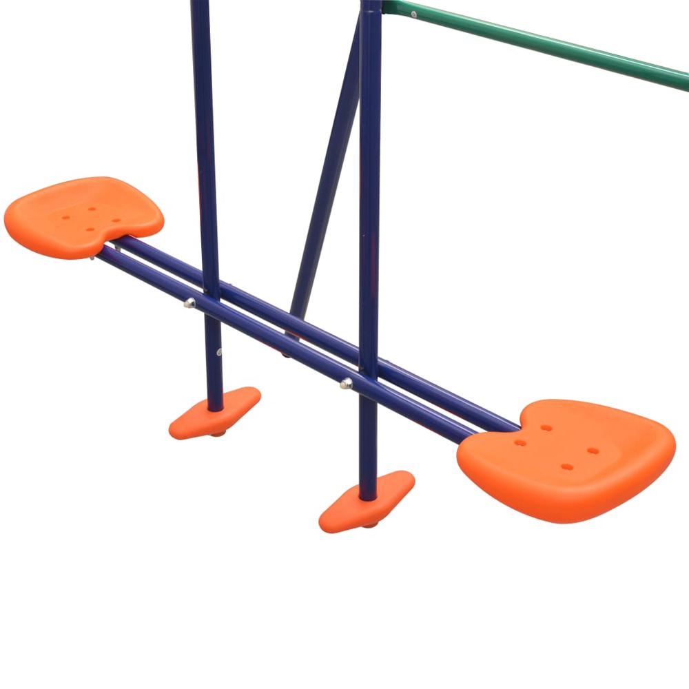 vidaXL Swing Set with Slide and 3 Seats Orange, 91359. Picture 6