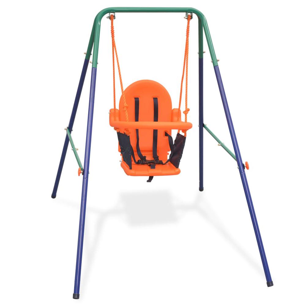 vidaXL Toddler Swing Set with Safety Harness Orange, 91360. Picture 1