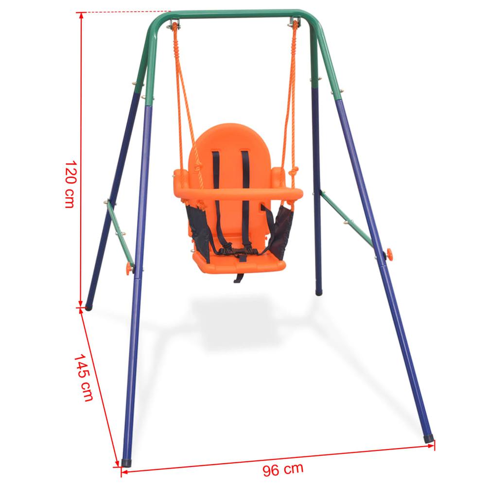 vidaXL Toddler Swing Set with Safety Harness Orange, 91360. Picture 7