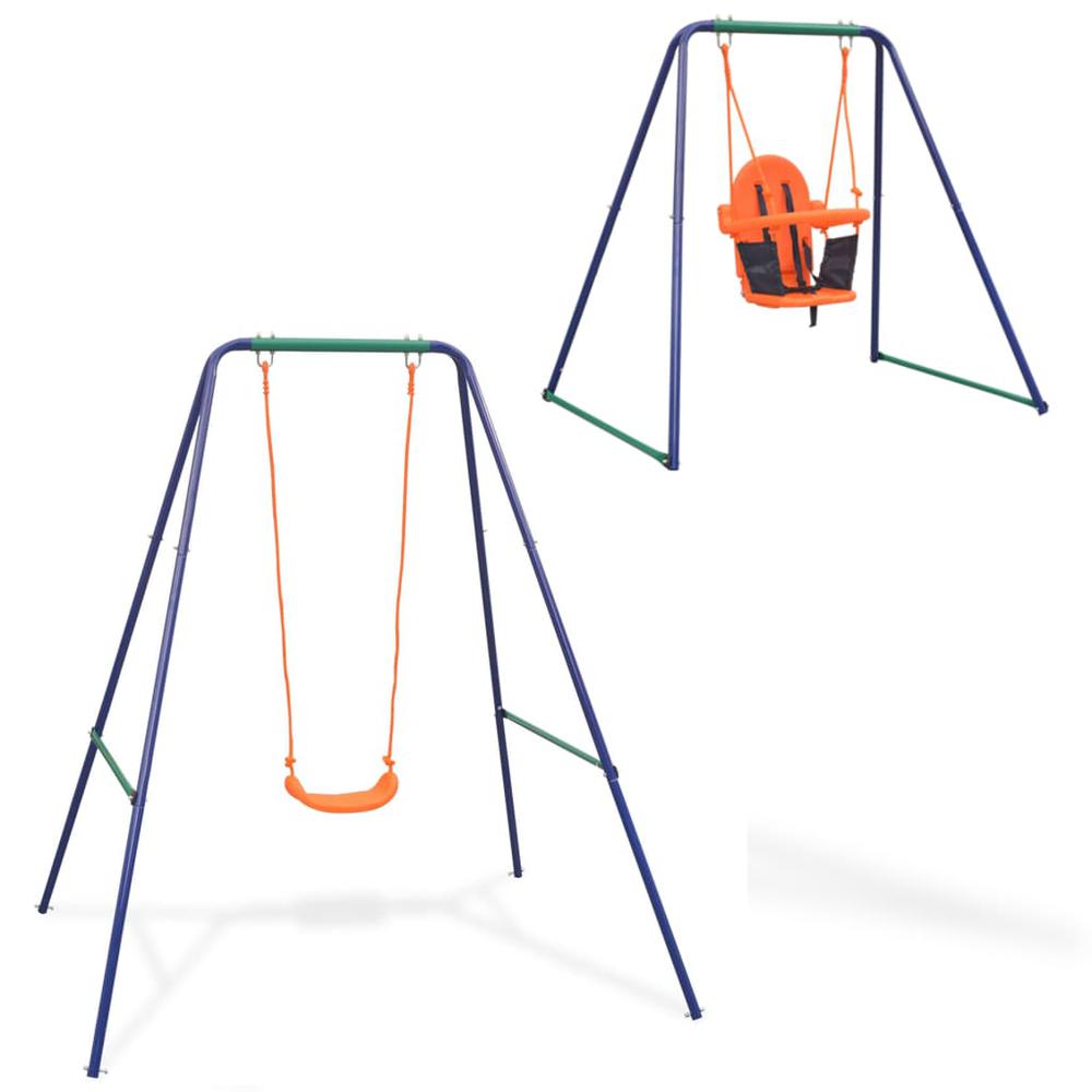 vidaXL 2-in-1 Single Swing and Toddler Swing Orange, 91362. Picture 1