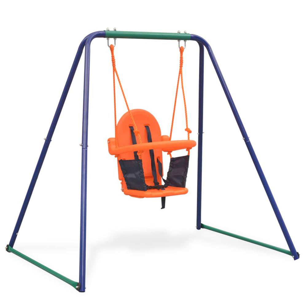 vidaXL 2-in-1 Single Swing and Toddler Swing Orange, 91362. Picture 5