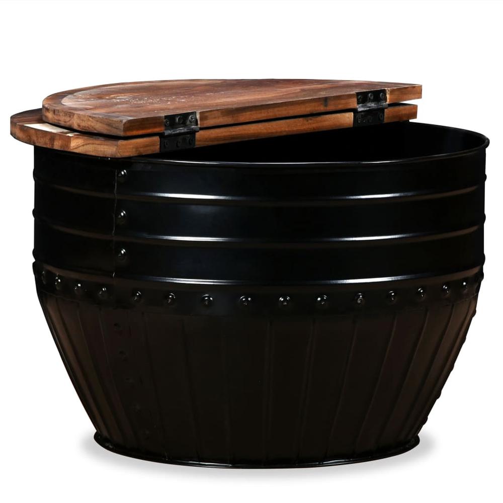 vidaXL Coffee Table Solid Reclaimed Wood Black Barrel Shape, 245255. Picture 5