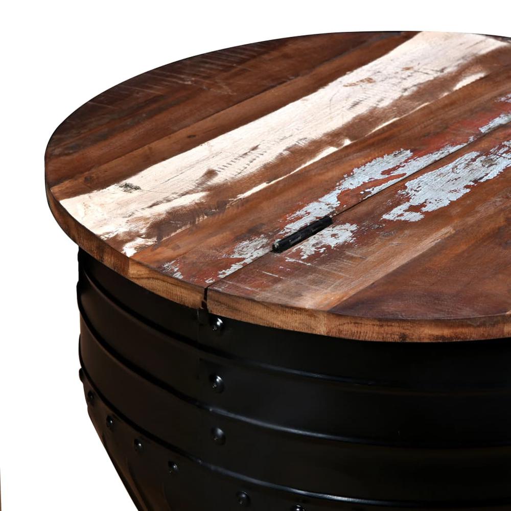 vidaXL Coffee Table Solid Reclaimed Wood Black Barrel Shape, 245255. Picture 6