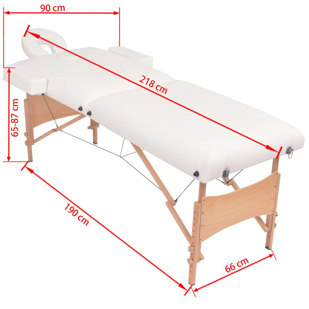 2-Zone Folding Massage Table and Stool Set 3.9" Thick White. Picture 11