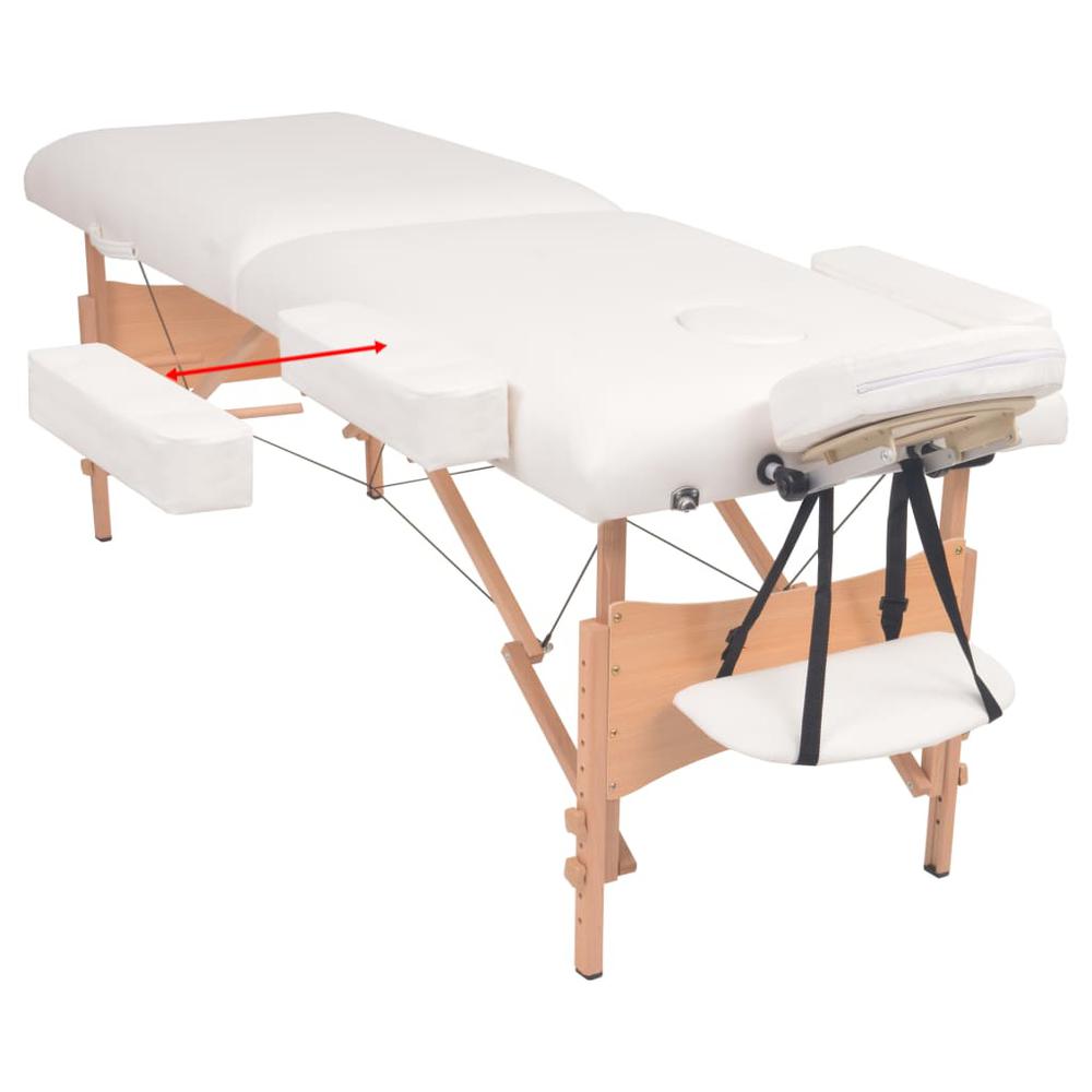 2-Zone Folding Massage Table and Stool Set 3.9" Thick White. Picture 2