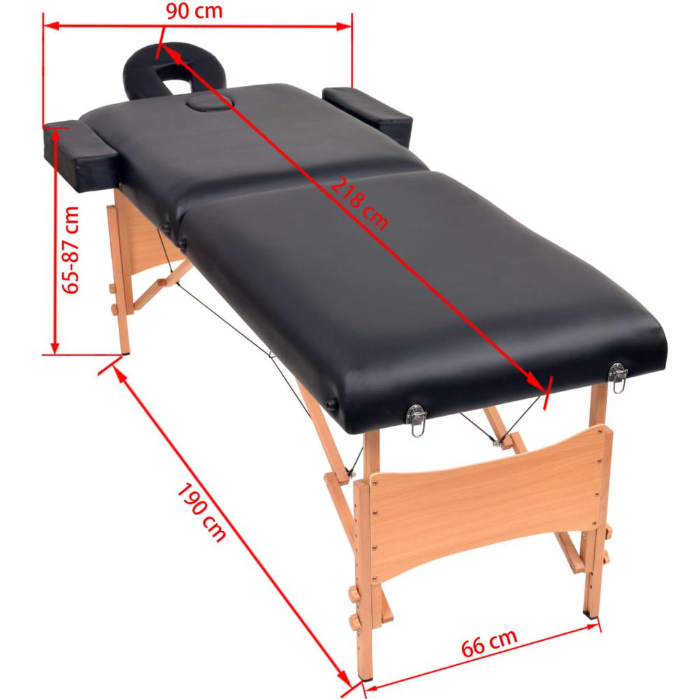 2-Zone Folding Massage Table and Stool Set 3.9" Thick Black. Picture 11