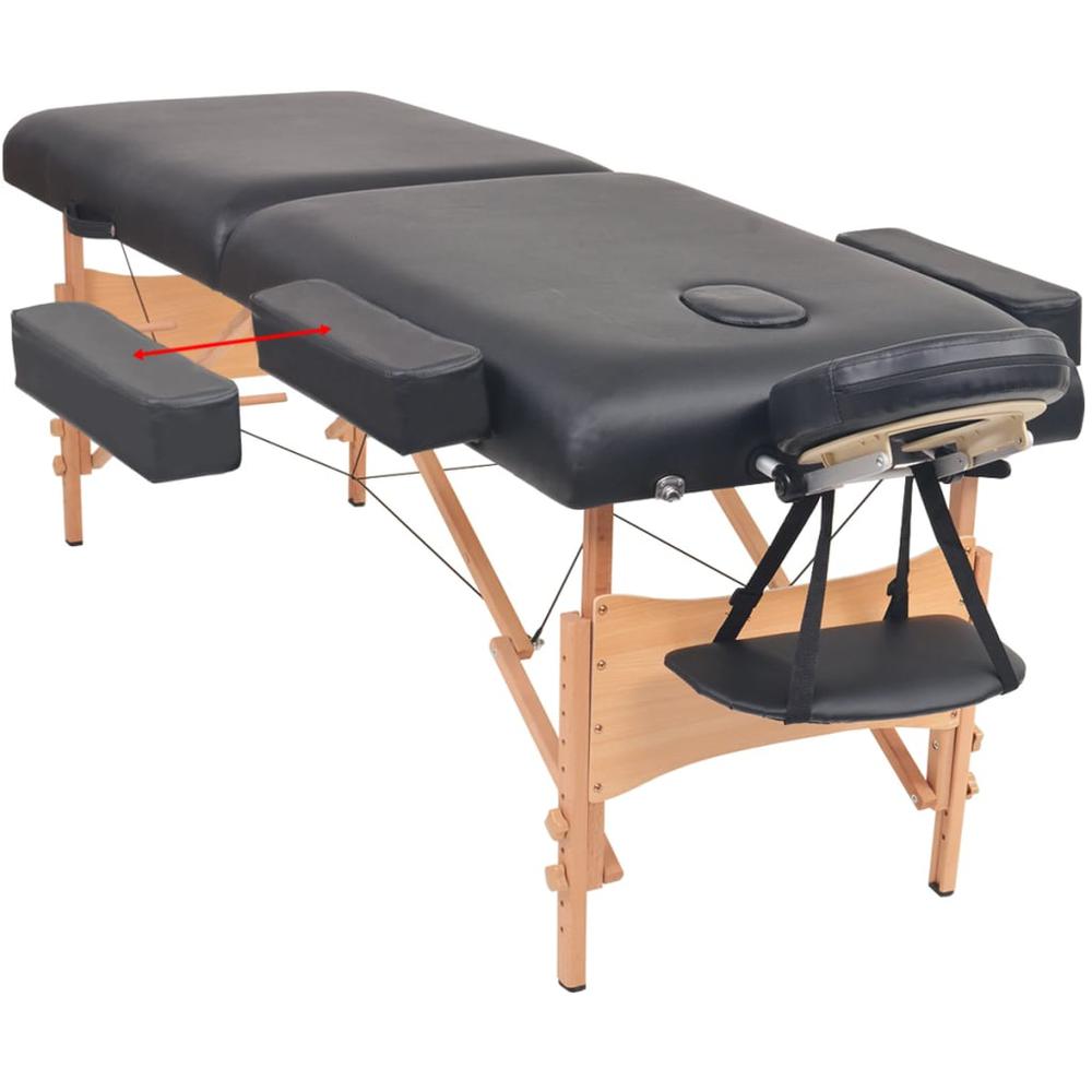 2-Zone Folding Massage Table and Stool Set 3.9" Thick Black. Picture 2
