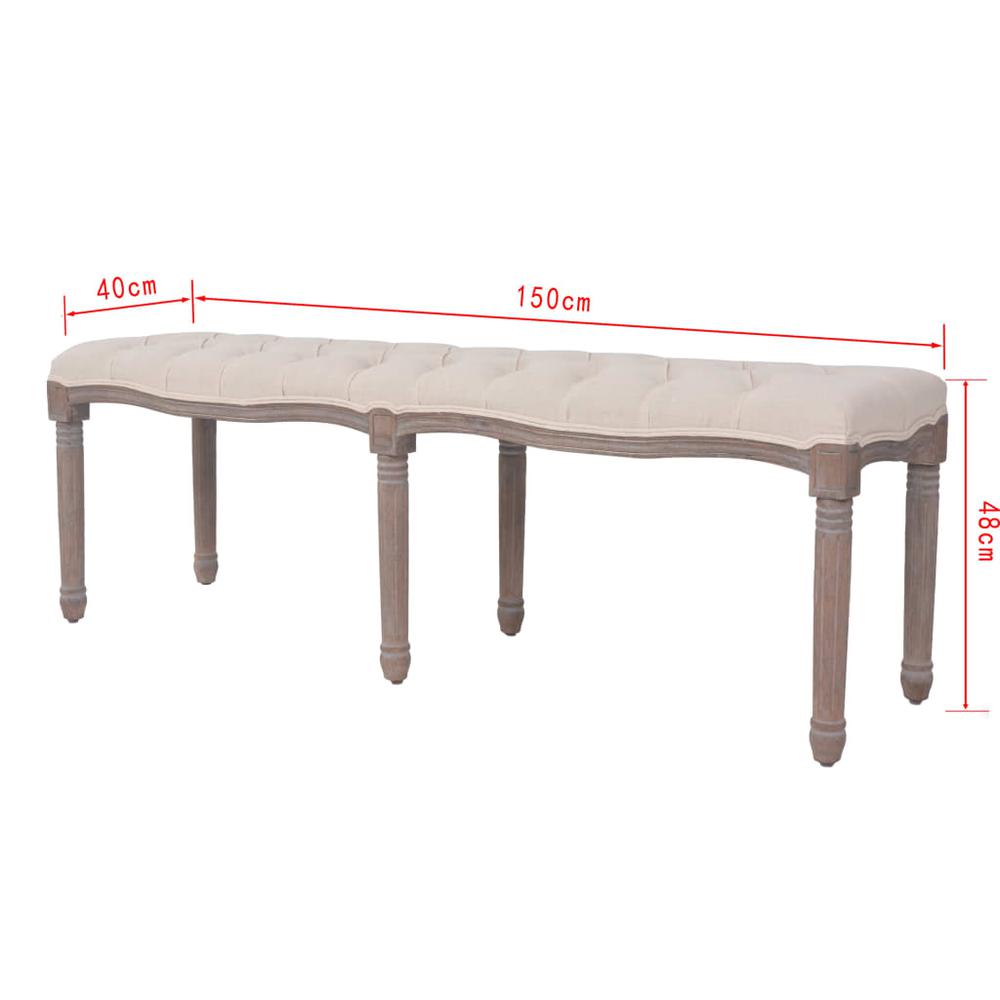 Bench Linen Solid Wood 59.1" x 15.7" x 18.9" Cream White. Picture 6