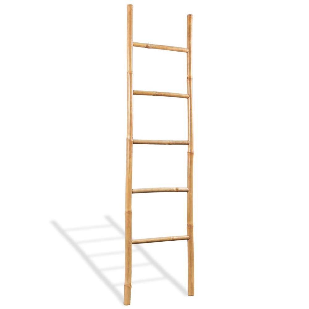 vidaXL Towel Ladder with 5 Rungs Bamboo 59", 43719. Picture 1