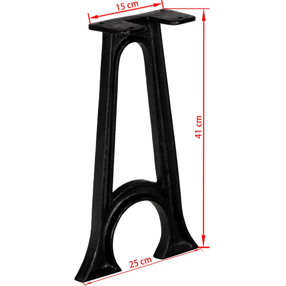 Bench Legs 2 pcs with Arched Base A-Frame Cast Iron. Picture 9