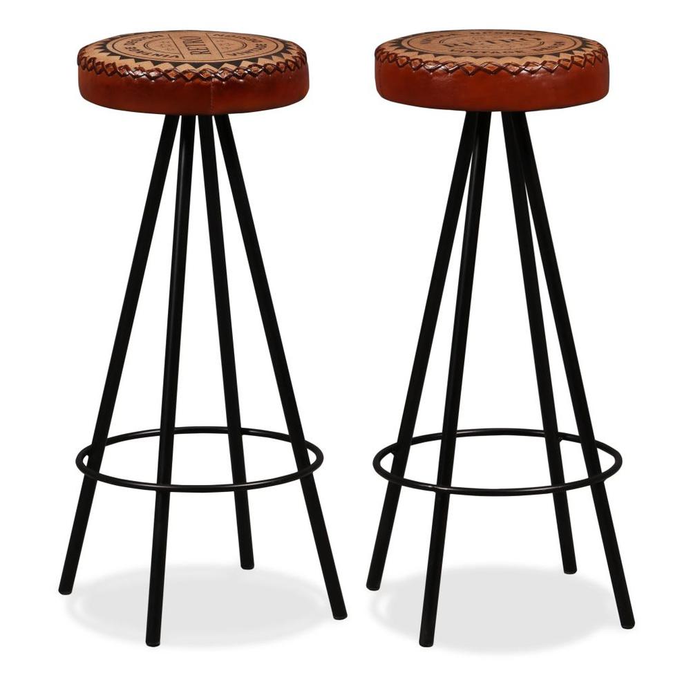 vidaXL Bar Stools 2 pcs Real Leather, 245447. Picture 1