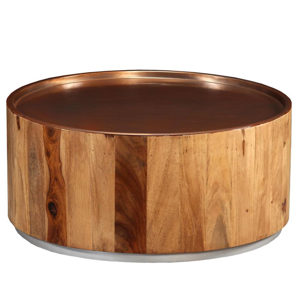 vidaXL Coffee Table Solid Sheesham Wood and Steel 26.8", 244925. Picture 4