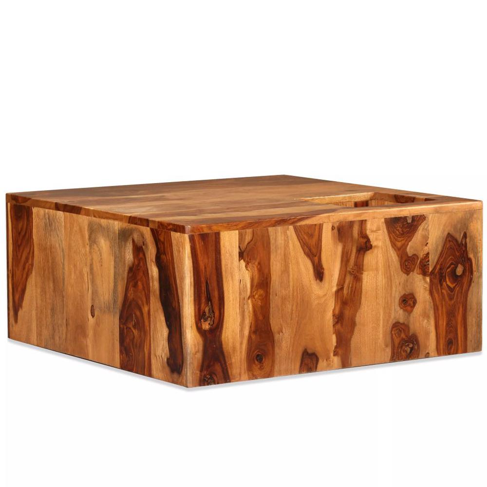 vidaXL Coffee Table Solid Sheesham Wood 27.6"x27.6"x11.8", 244927. Picture 1