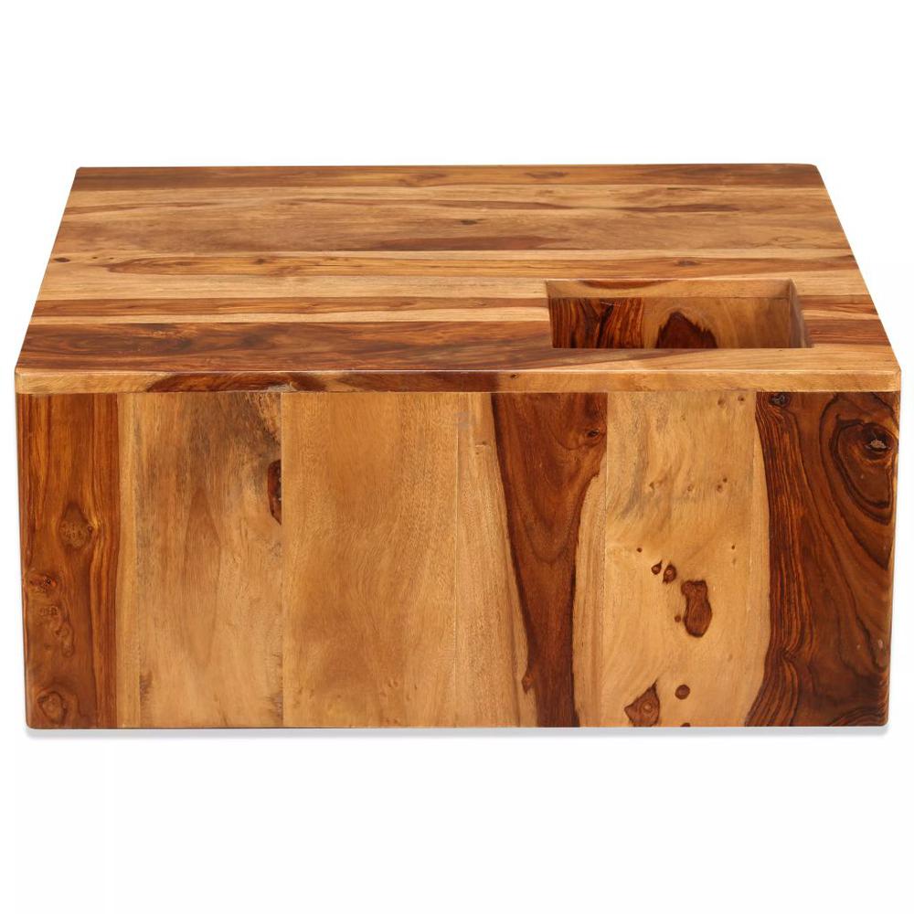 vidaXL Coffee Table Solid Sheesham Wood 27.6"x27.6"x11.8", 244927. Picture 6