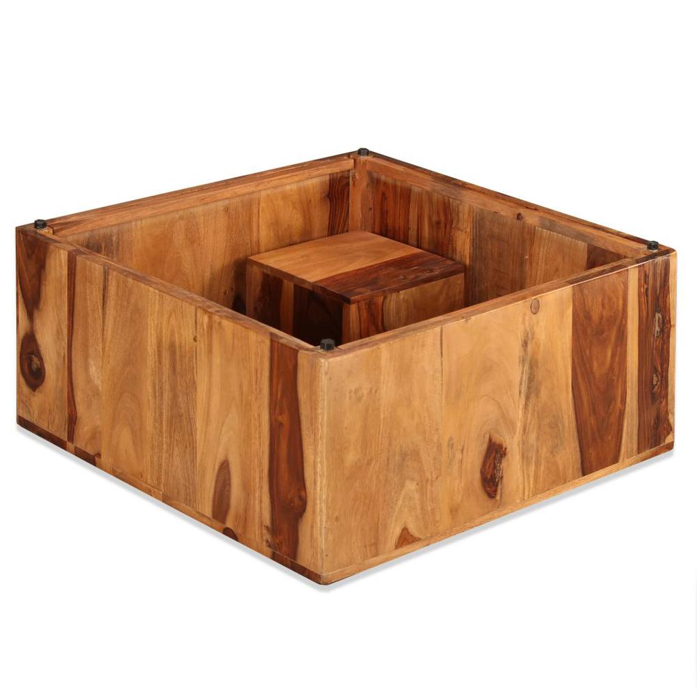 vidaXL Coffee Table Solid Sheesham Wood 27.6"x27.6"x11.8", 244927. Picture 7