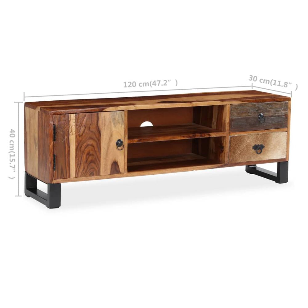 vidaXL TV Cabinet Solid Sheesham Wood 47.2"x11.8"x15.7". Picture 10