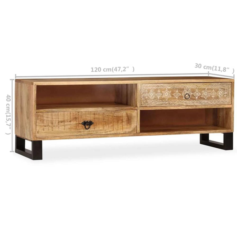 vidaXL TV Cabinet Solid Mango Wood 47.2"x11.8"x15.7". Picture 9