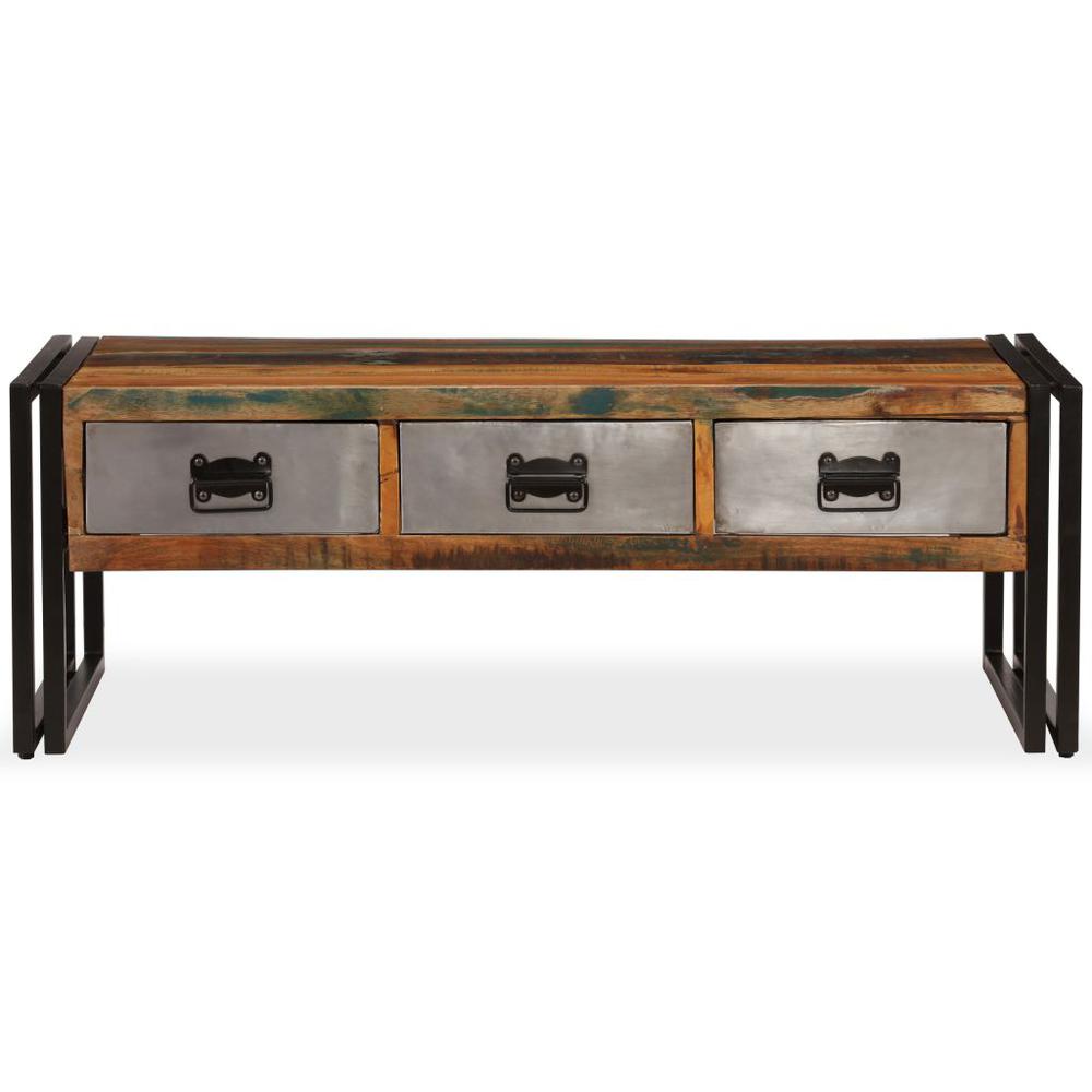 vidaXL Coffee Table with 3 Drawers Solid Reclaimed Wood 39.4"x19.7"x13.8", 244941. Picture 5