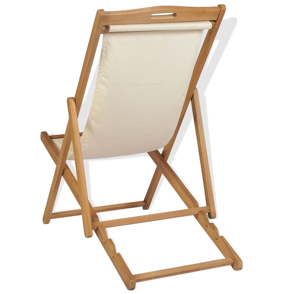 vidaXL Deck Chair Teak 22.1"x41.3"x37.8" Cream, 43802. Picture 4