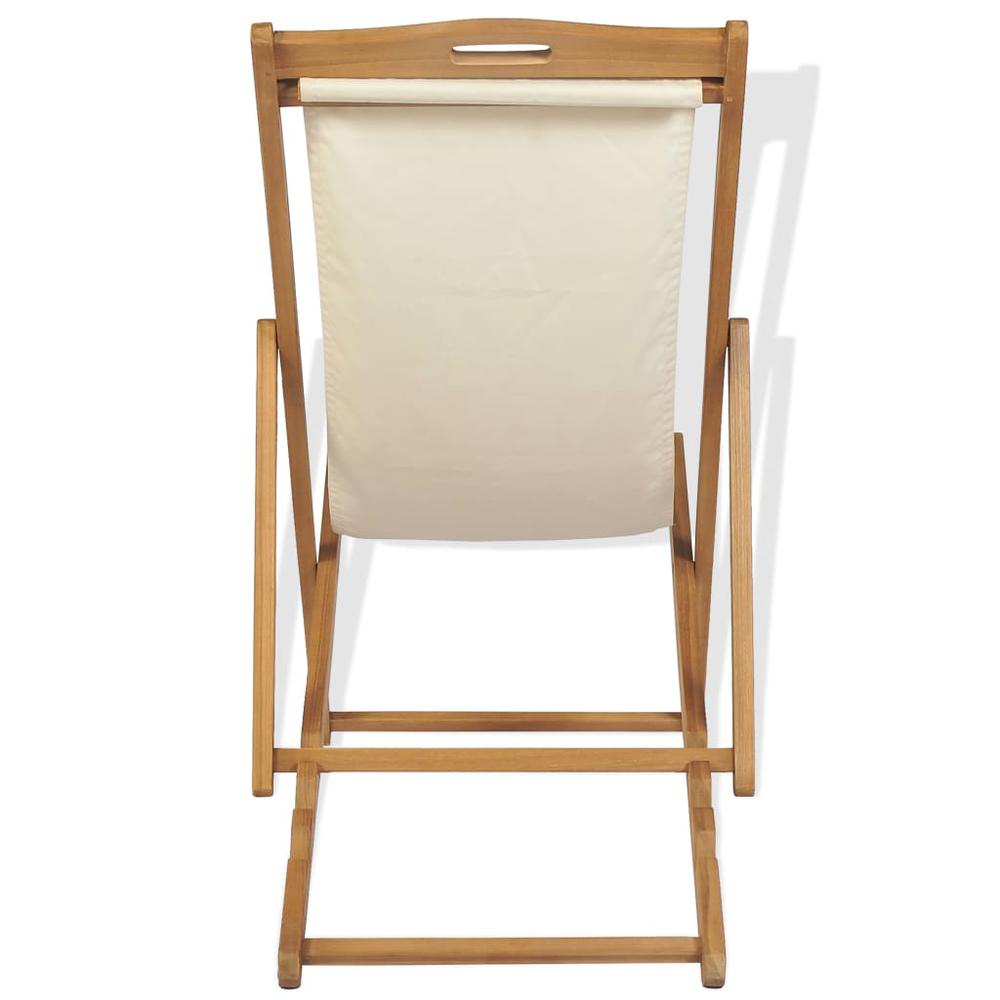 vidaXL Deck Chair Teak 22.1"x41.3"x37.8" Cream, 43802. Picture 5