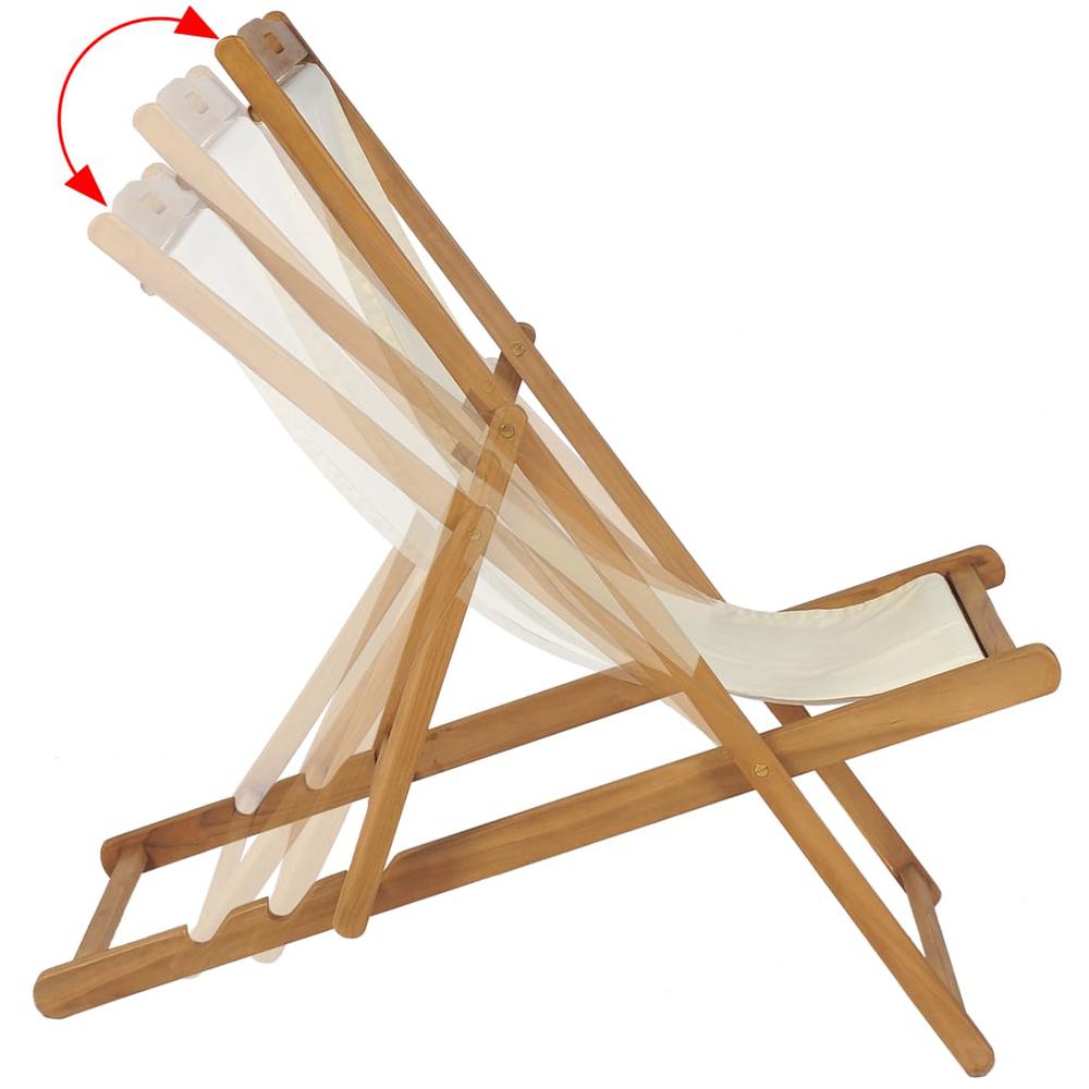 vidaXL Deck Chair Teak 22.1"x41.3"x37.8" Cream, 43802. Picture 6