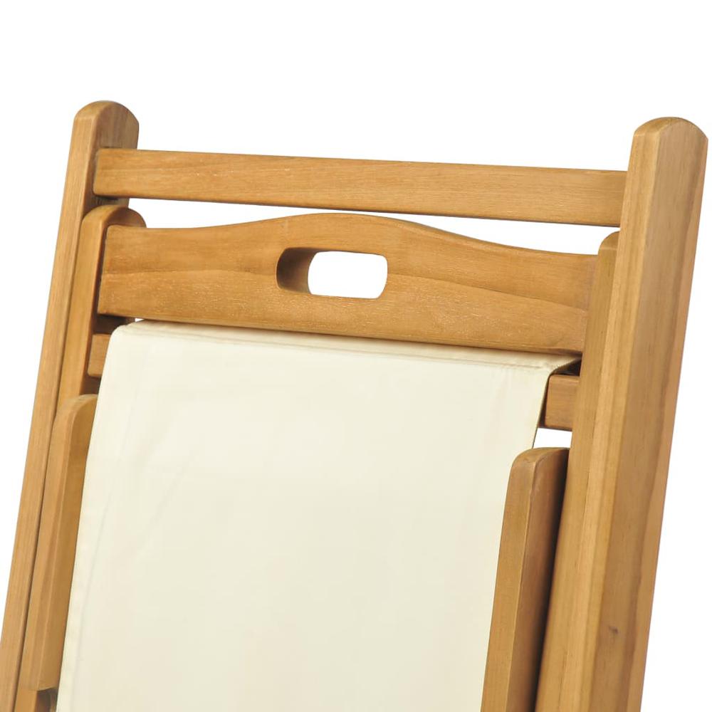 vidaXL Deck Chair Teak 22.1"x41.3"x37.8" Cream, 43802. Picture 7