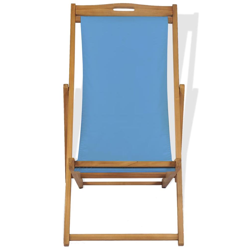 vidaXL Deck Chair Teak 22.1"x41.3"x37.8" Blue, 43803. Picture 3