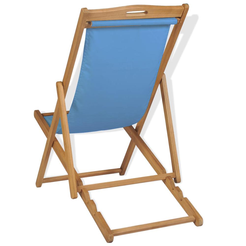 vidaXL Deck Chair Teak 22.1"x41.3"x37.8" Blue, 43803. Picture 5