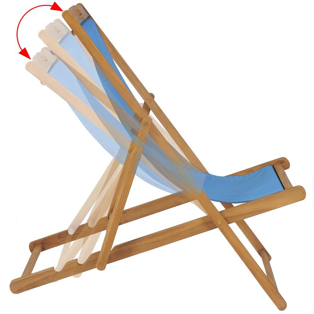 vidaXL Deck Chair Teak 22.1"x41.3"x37.8" Blue, 43803. Picture 6