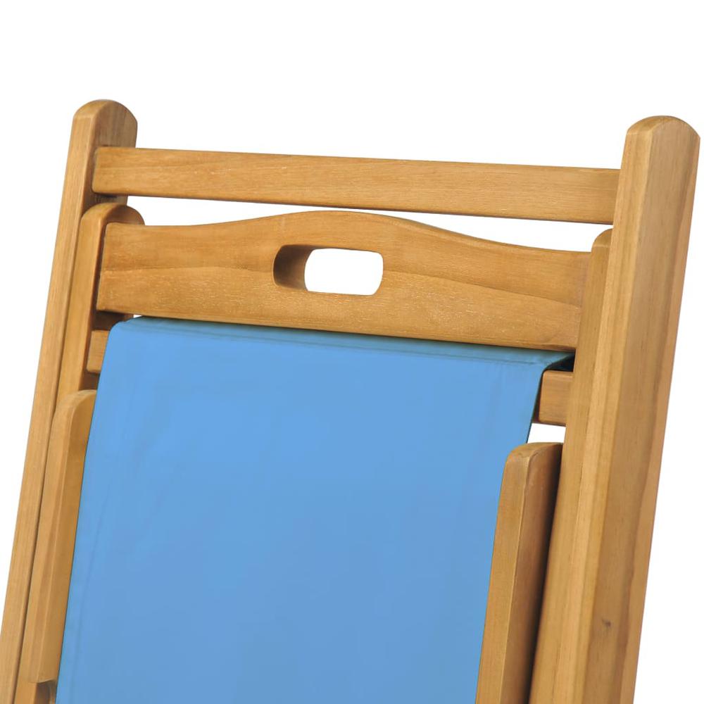 vidaXL Deck Chair Teak 22.1"x41.3"x37.8" Blue, 43803. Picture 7