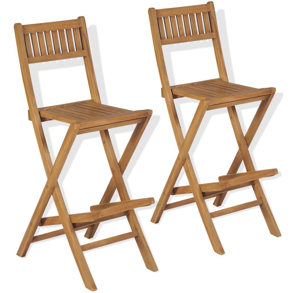 vidaXL 3 Piece Bistro Set with Folding Chairs Solid Teak Wood 3805. Picture 11