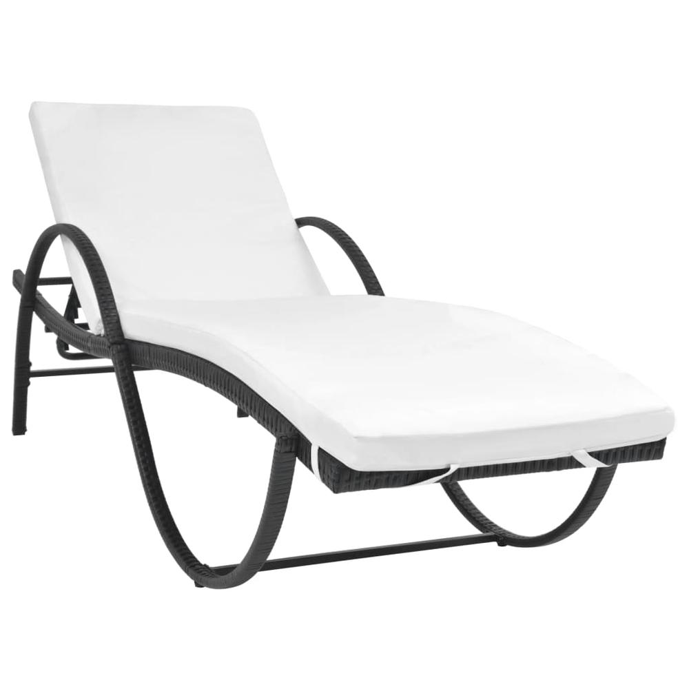 vidaXL Sun Loungers 2 pcs with Table Poly Rattan Black, 274869. Picture 2