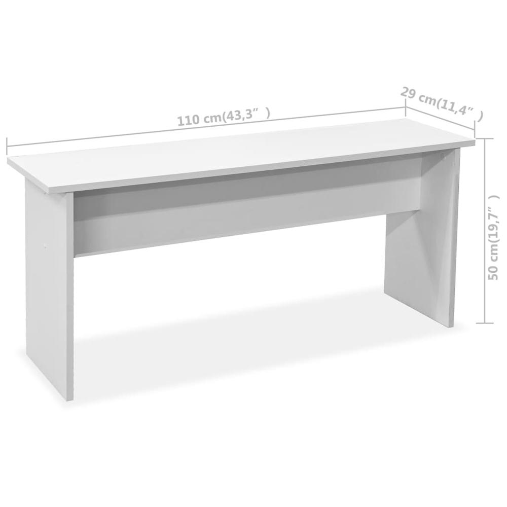 vidaXL Dining Table and Benches 3 Pieces Chipboard White, 244865. Picture 7