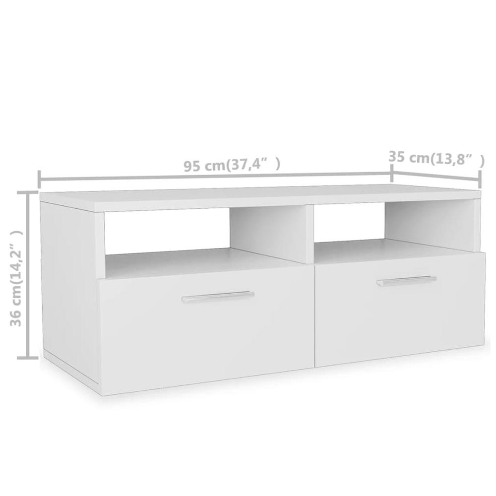 vidaXL TV Cabinet Chipboard 37.4"x13.8"x14.2" White, 244867. Picture 5