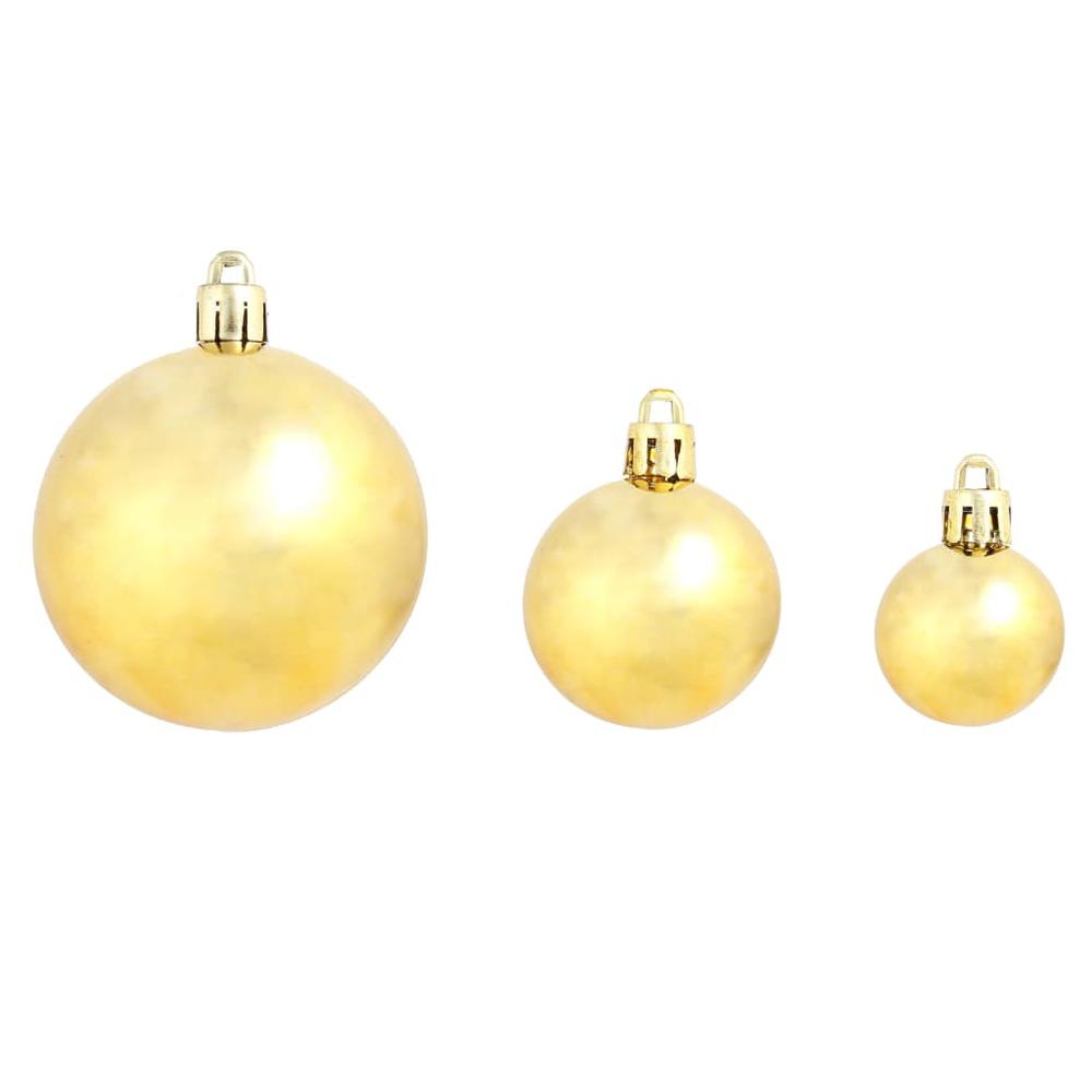 100 Piece Christmas Ball Set 1.2"/1.6"/2.4" Gold. Picture 3
