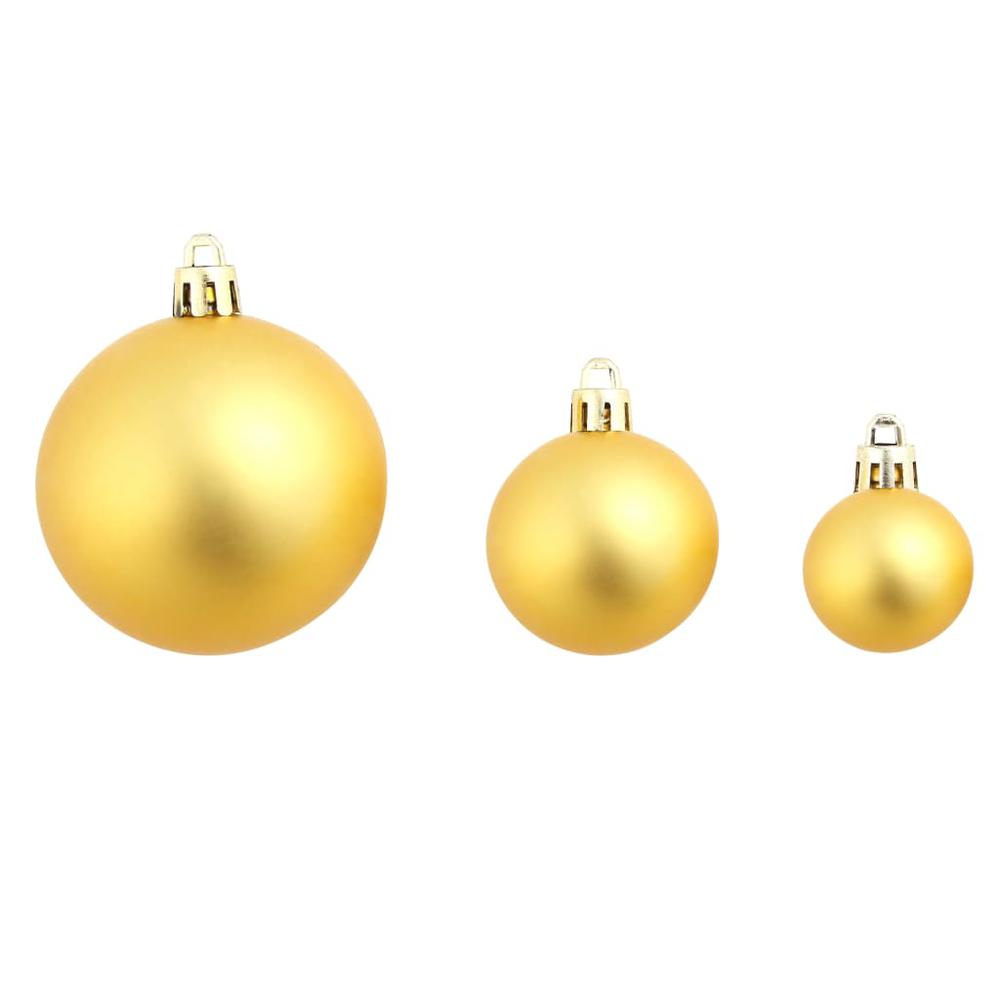 100 Piece Christmas Ball Set 1.2"/1.6"/2.4" Gold. Picture 7