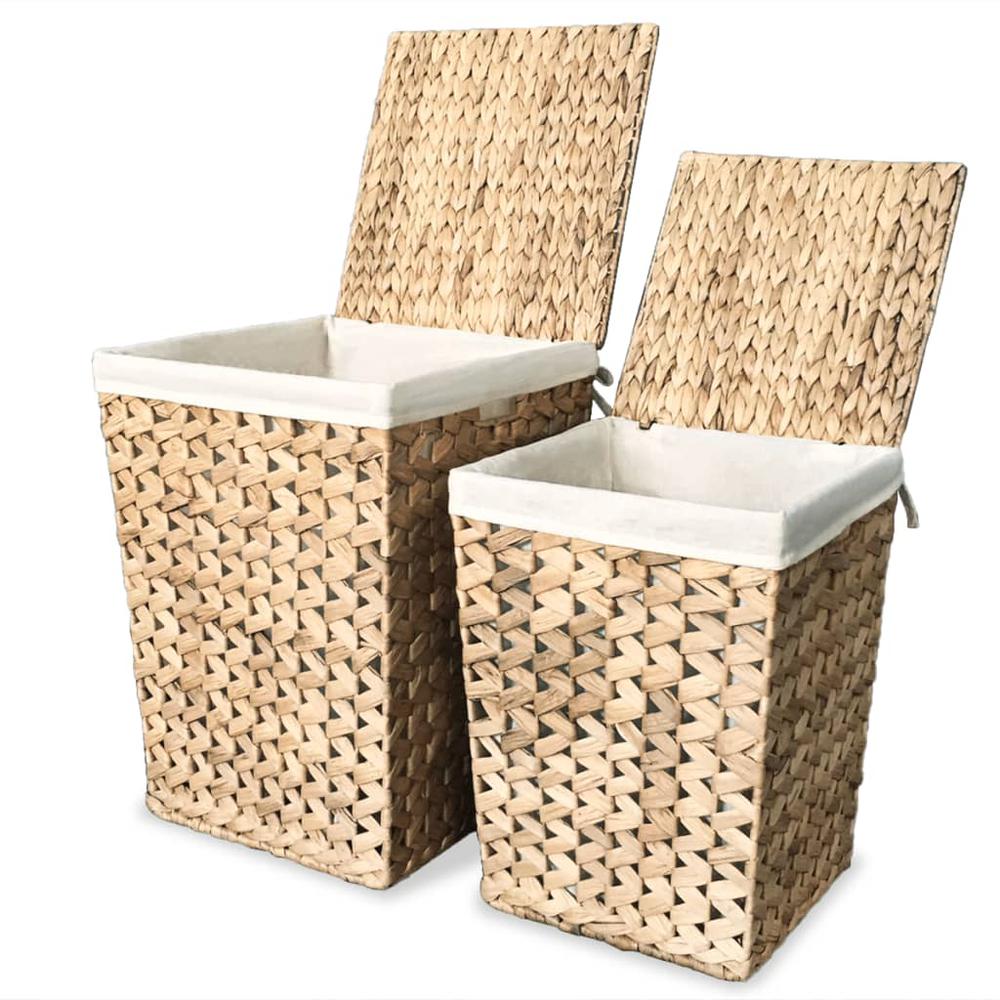vidaXL Laundry Basket Set 2 Pieces Water Hyacinth, 245488. Picture 1