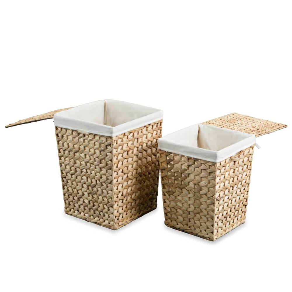 vidaXL Laundry Basket Set 2 Pieces Water Hyacinth, 245488. Picture 5