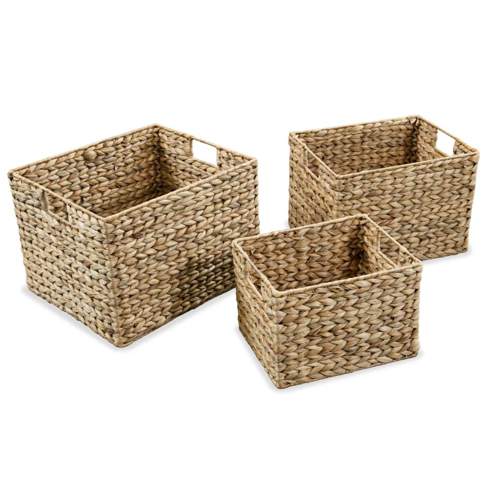 vidaXL Storage Basket Set 3 Pieces Water Hyacinth, 245490. Picture 2